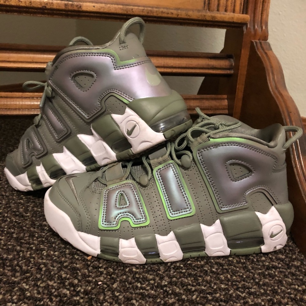 Iridescent NIKE Air More Uptempo Green Sneakers